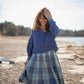 Katarina Handwoven Cotton Dress in Teal Plaid