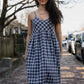 Linen Faro Dress in Grey and White Plaid Made to Order