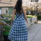 Linen Faro Dress in Blue Picnic Plaid