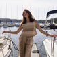 Katie Handwoven Cotton Set in Beige and Beige Stripe