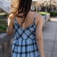 Linen Faro Dress in Blue Picnic Plaid