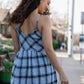 Linen Faro Dress in Blue Picnic Plaid