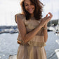Katie Handwoven Cotton Set in Beige and Beige Stripe