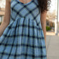 Linen Faro Dress in Blue Picnic Plaid