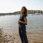 Katie Handwoven Cotton Set in Navy Pin Stripe