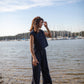 Katie Handwoven Cotton Set in Navy Pin Stripe