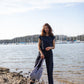 Katie Handwoven Cotton Set in Navy Pin Stripe