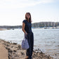 Katie Handwoven Cotton Set in Navy Pin Stripe