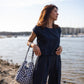 Katie Handwoven Cotton Set in Navy Pin Stripe