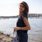 Katie Handwoven Cotton Set in Navy Pin Stripe