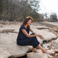 Katie Handwoven Cotton Set in Navy Pin Stripe
