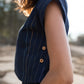 Katie Handwoven Cotton Set in Navy Pin Stripe