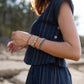 Katie Handwoven Cotton Set in Navy Pin Stripe