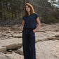 Katie Handwoven Cotton Set in Navy Pin Stripe