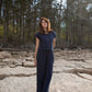 Katie Handwoven Cotton Set in Navy Pin Stripe