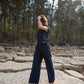Katie Handwoven Cotton Set in Navy Pin Stripe