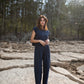Katie Handwoven Cotton Set in Navy Pin Stripe