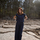 Katie Handwoven Cotton Set in Navy Pin Stripe