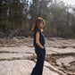 Katie Handwoven Cotton Set in Navy Pin Stripe