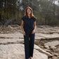 Katie Handwoven Cotton Set in Navy Pin Stripe