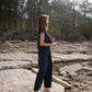 Katie Handwoven Cotton Set in Navy Pin Stripe