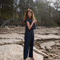 Katie Handwoven Cotton Set in Navy Pin Stripe