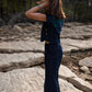 Katie Handwoven Cotton Set in Navy Pin Stripe