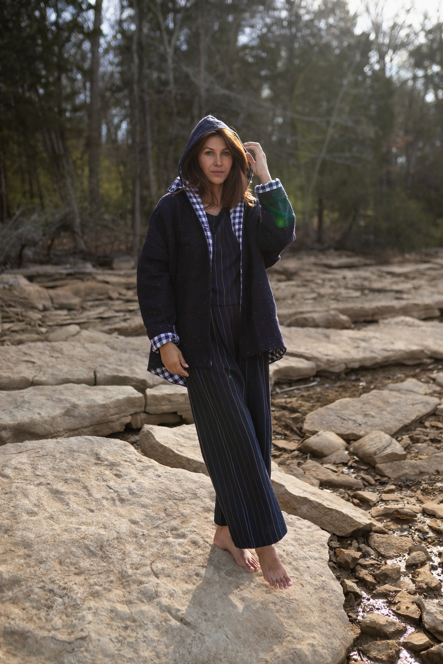 Patricia Wool Jacket in Speckled Navy Made to Order