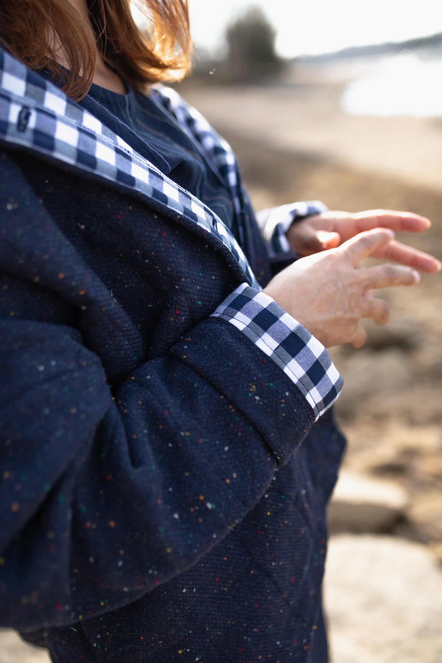 Patricia Wool Jacket in Speckled Navy Made to Order