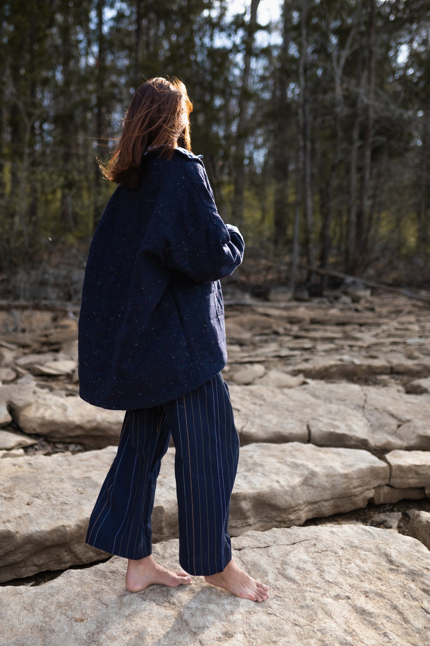 Patricia Wool Jacket in Speckled Navy Made to Order