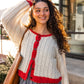 Agnes Mohair Cardigan in Natural White and Red
