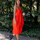 Faro Dress in Recycled Blood Orange Linen