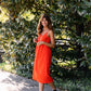 Faro Dress in Recycled Blood Orange Linen