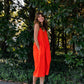 Faro Dress in Recycled Blood Orange Linen