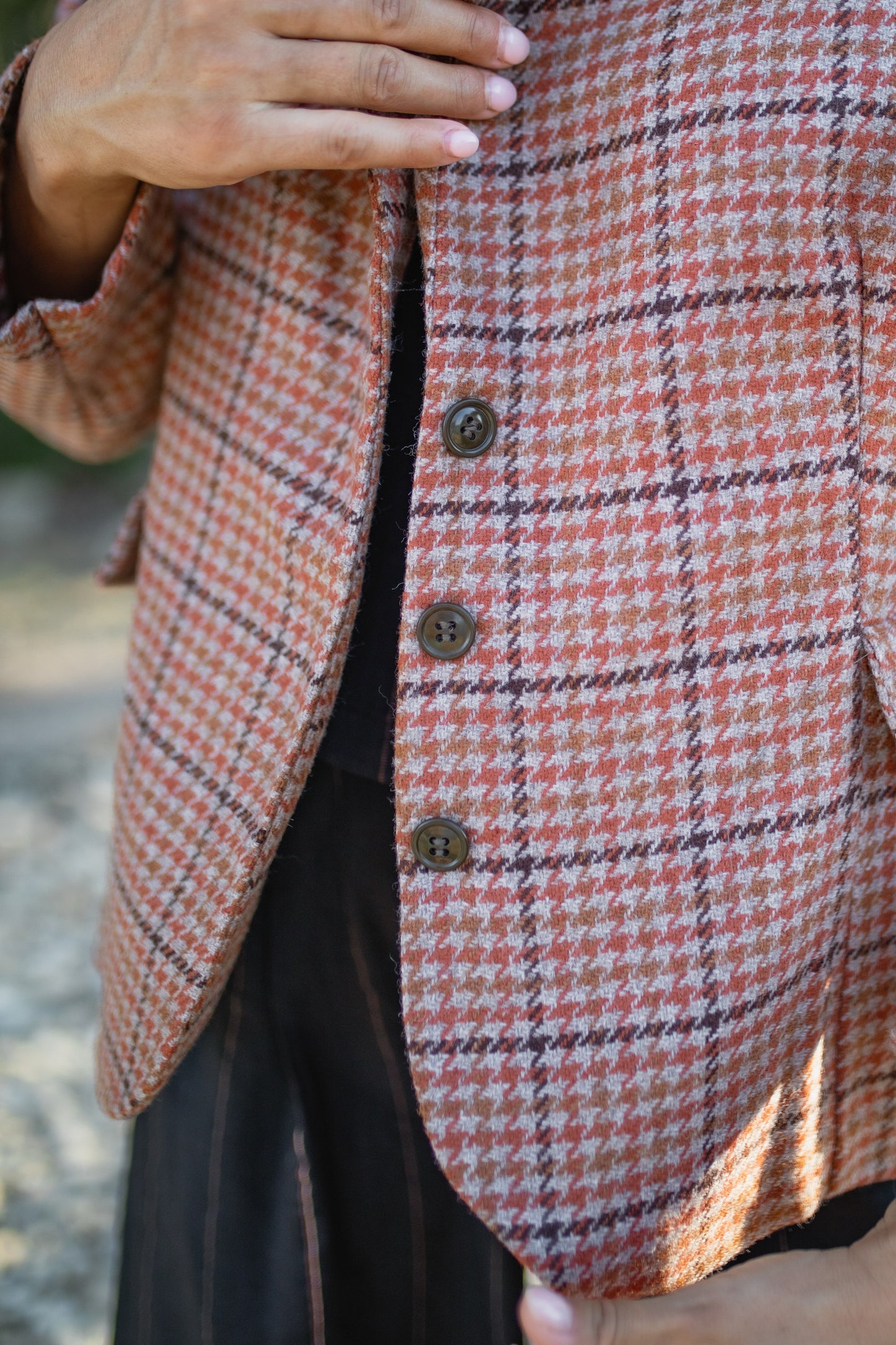 Julie Wool Blazer in Red and Brown Plaid Made to Order
