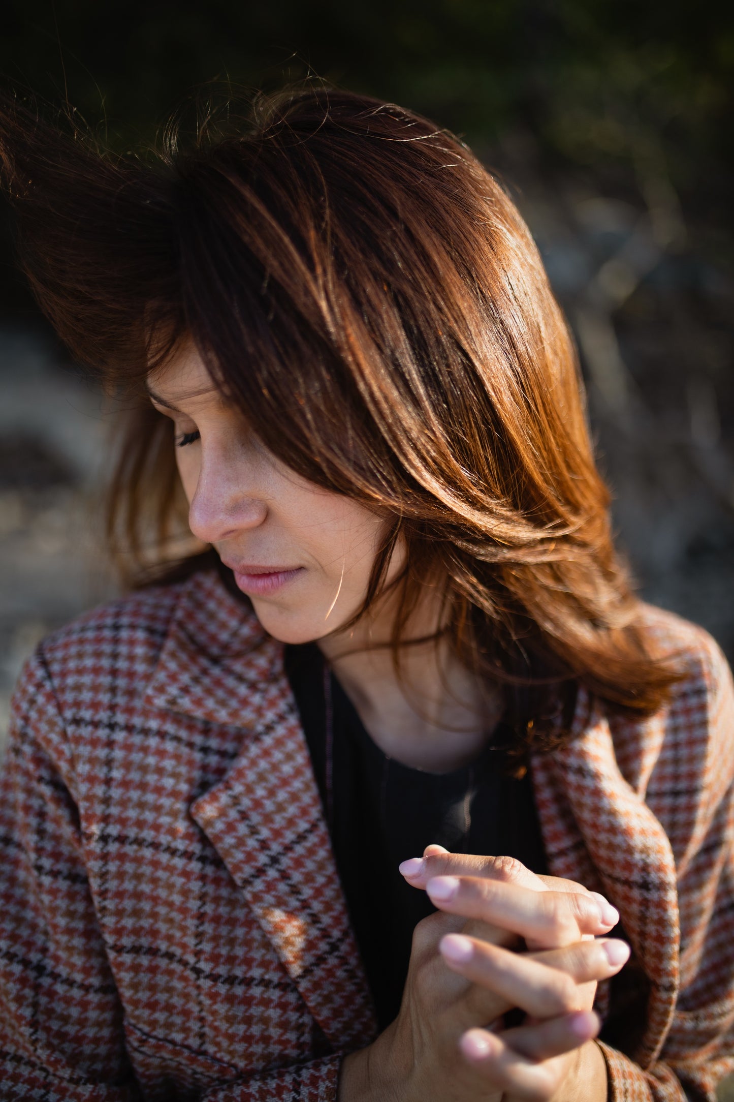 Julie Wool Blazer in Red and Brown Plaid Made to Order