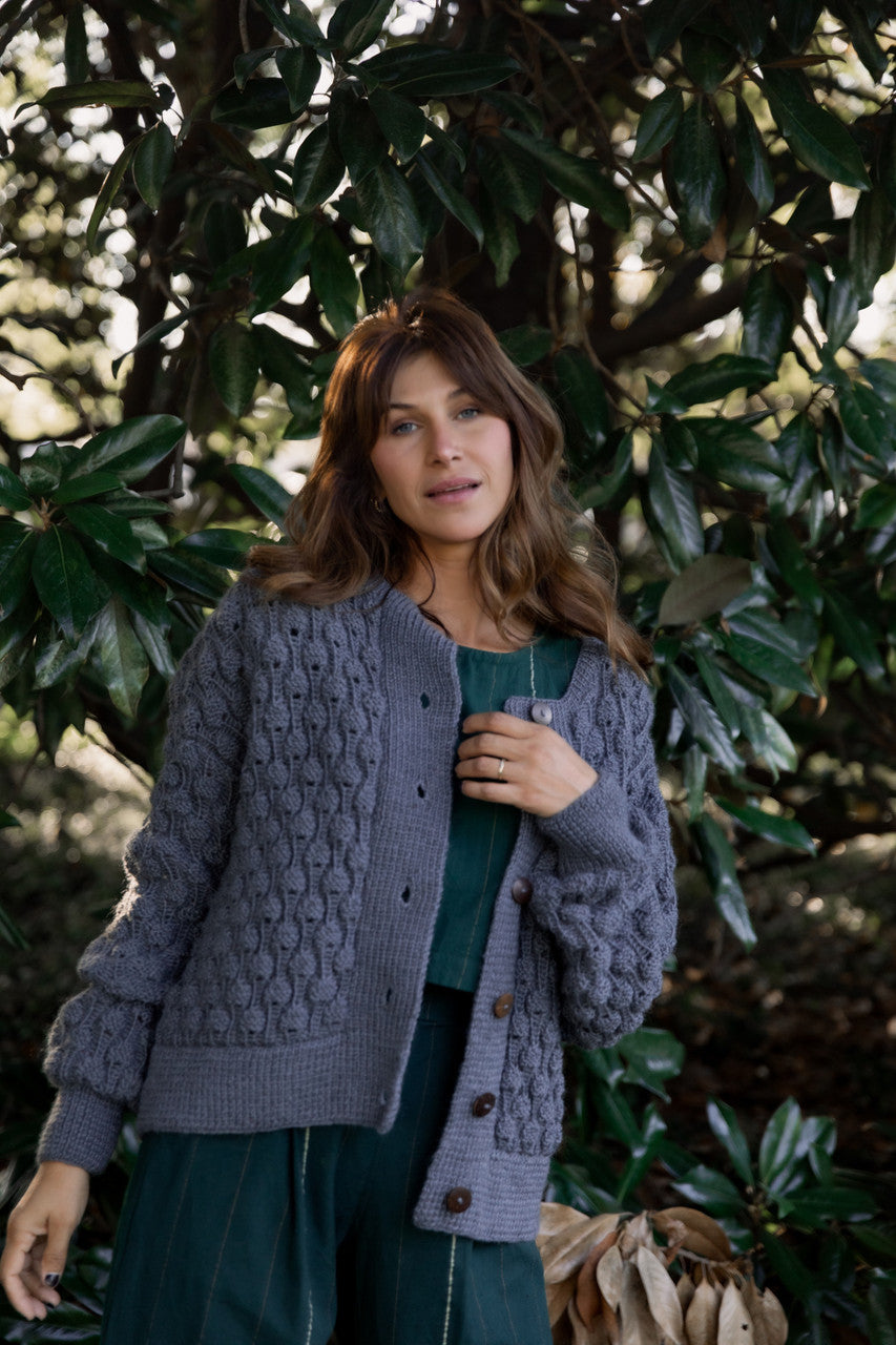 Quinn Wool Cardigan in Slate