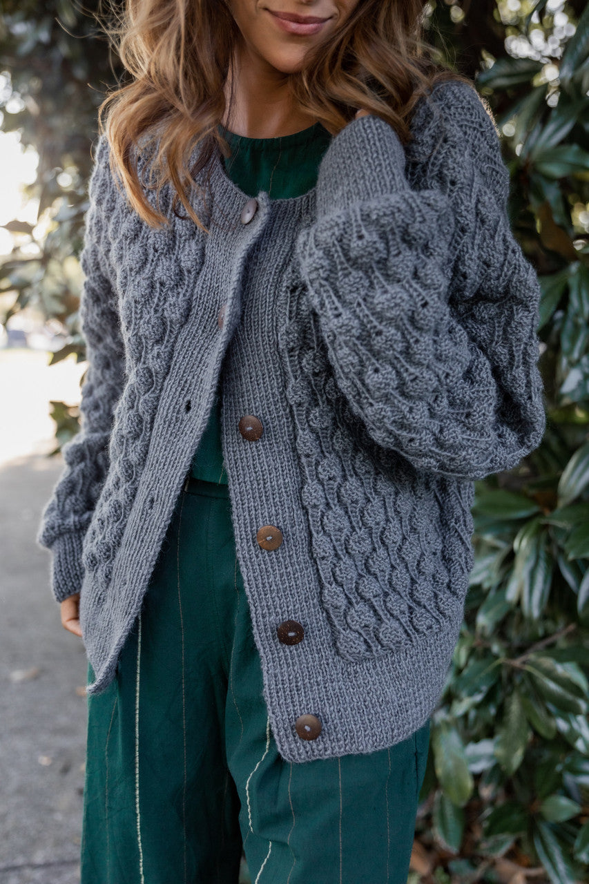 Quinn Wool Cardigan in Slate