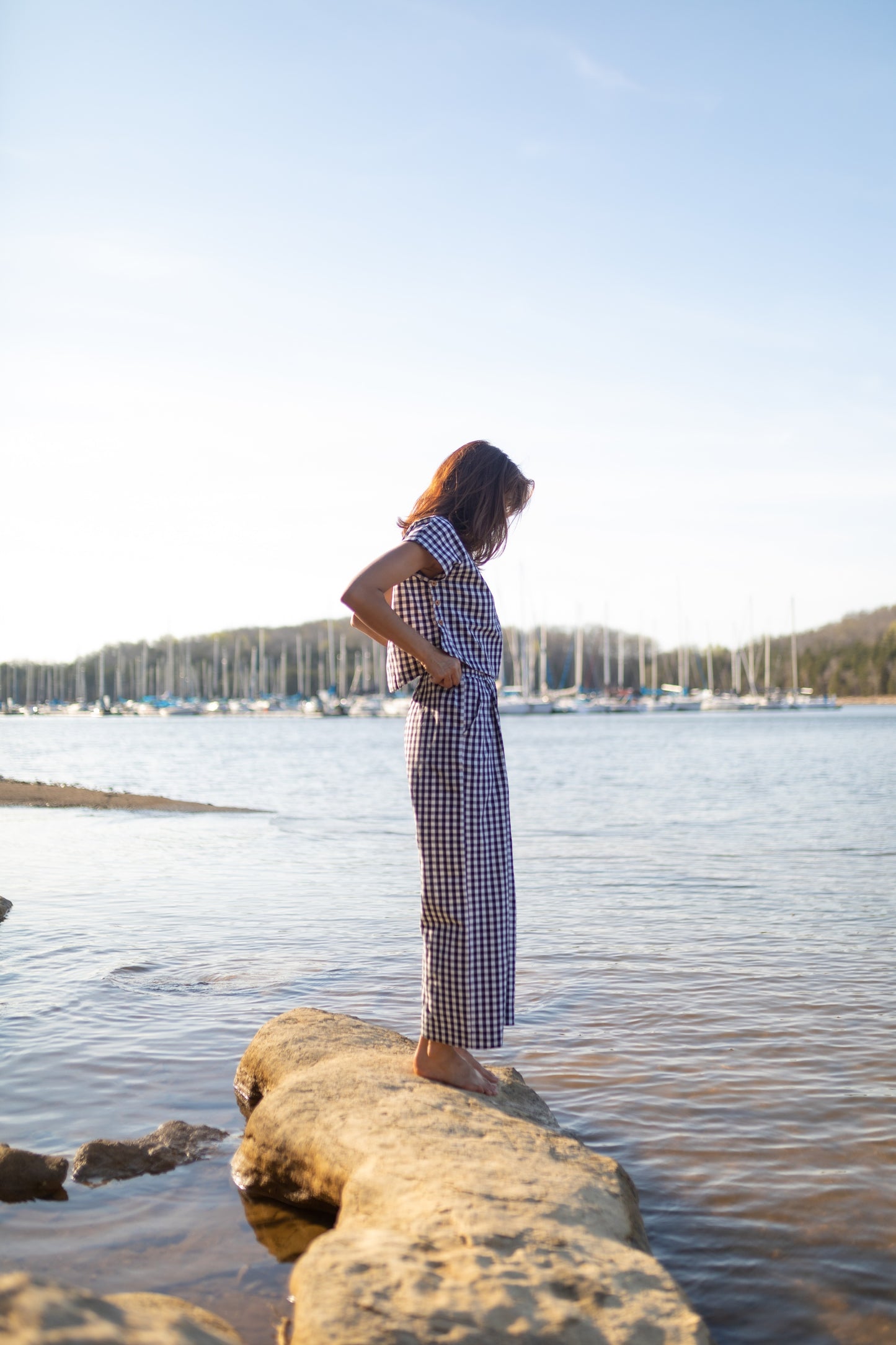 Katie Handwoven Cotton Set in Black and White Gingham