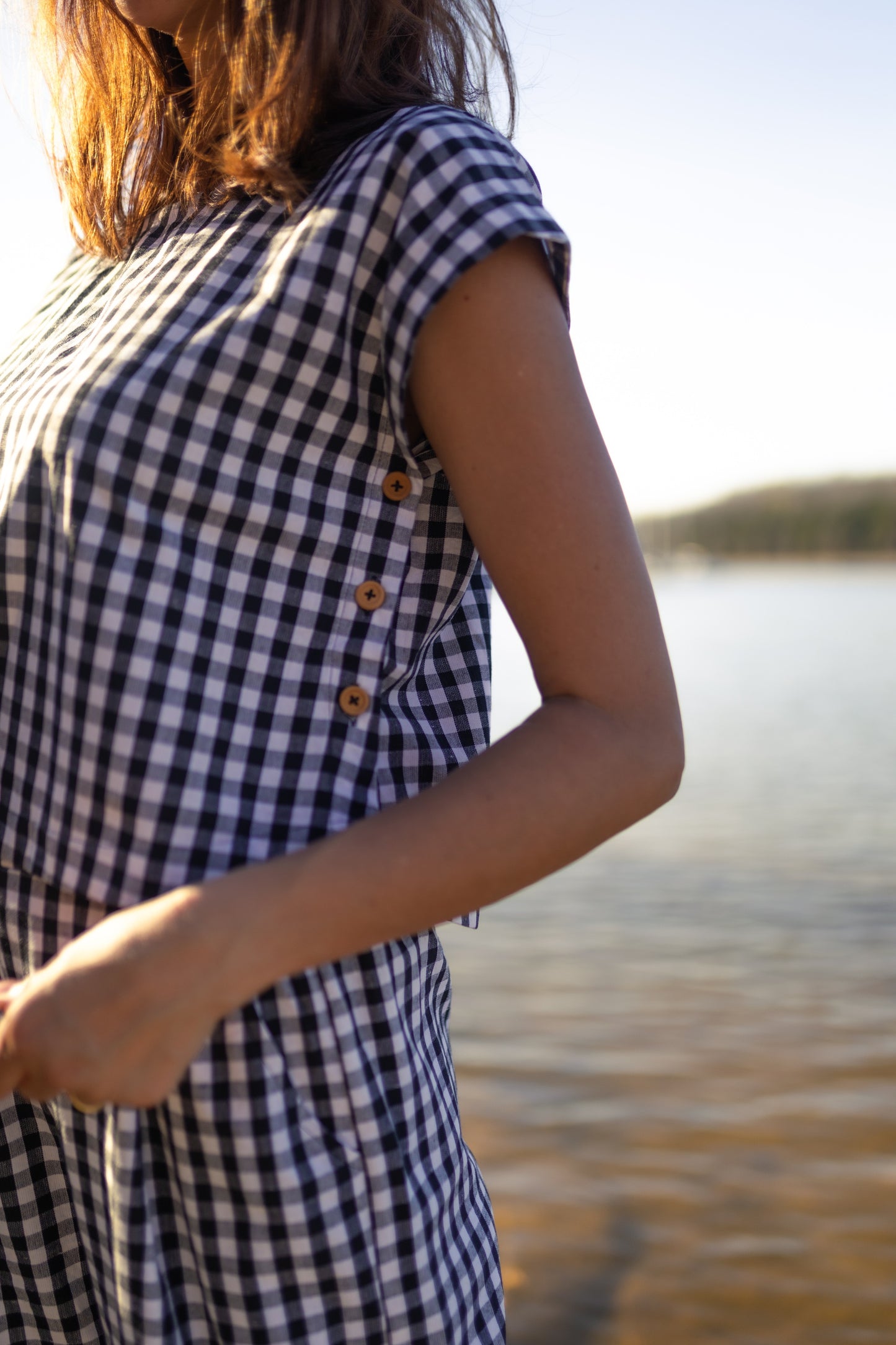 Katie Handwoven Cotton Set in Black and White Gingham