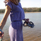 Katie Handwoven Cotton Set in Periwinkle and Kelly Green - XS Pants Left