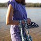 Katie Handwoven Cotton Set in Periwinkle and Kelly Green - XS Pants Left
