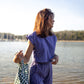 Katie Handwoven Cotton Set in Periwinkle and Kelly Green - XS Pants Left