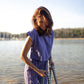 Katie Handwoven Cotton Set in Periwinkle and Kelly Green - XS Pants Left
