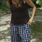 Katie Handwoven Cotton Pants in Navy Gingham Made to Order