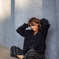 Quinn Wool Cardigan in Navy Made to Order