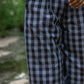 Katie Handwoven Cotton Pants in Navy Gingham Made to Order