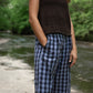 Katie Handwoven Cotton Pants in Navy Gingham Made to Order