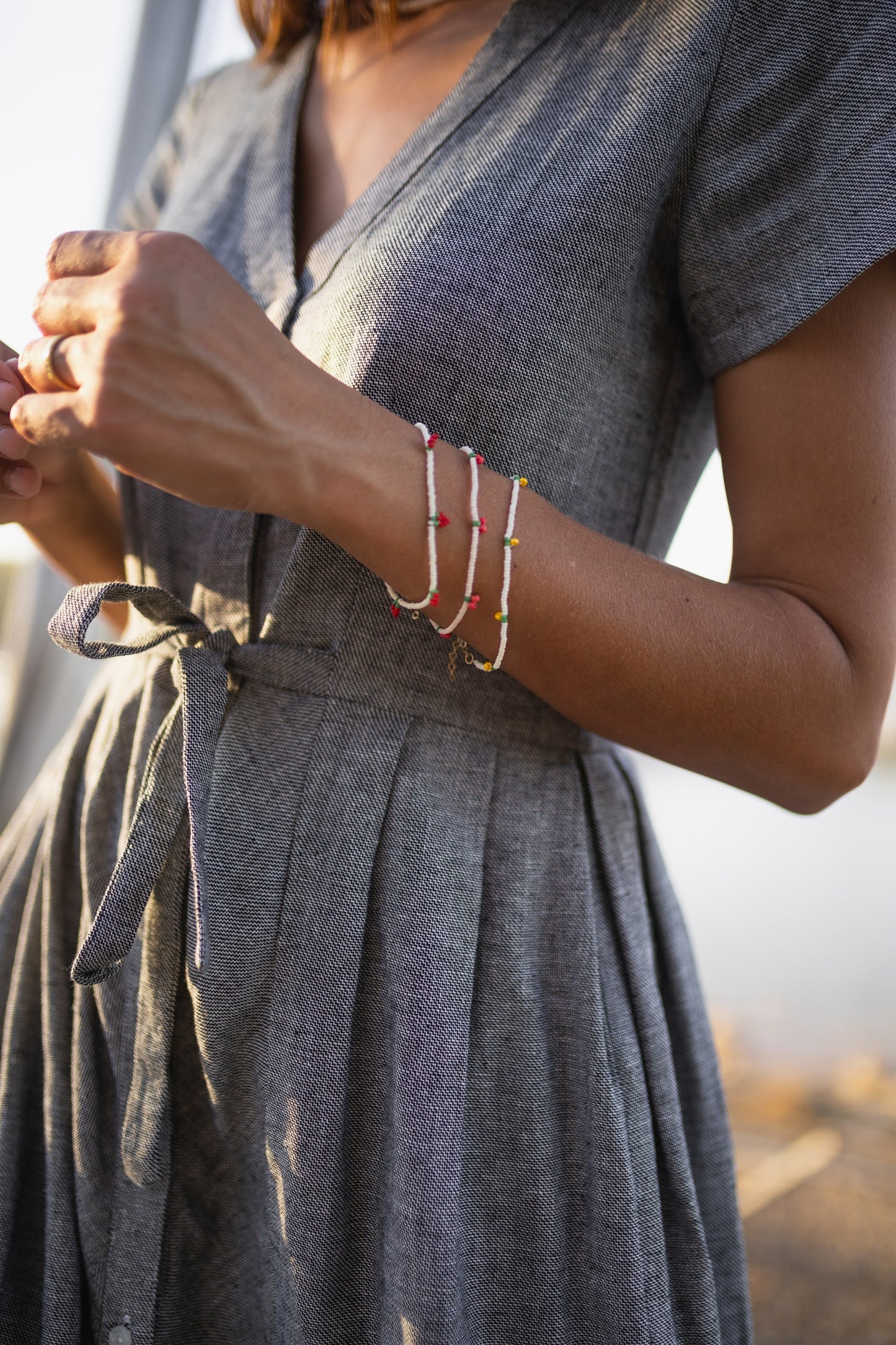 June Dress in Tiny Black and White Chambray Check