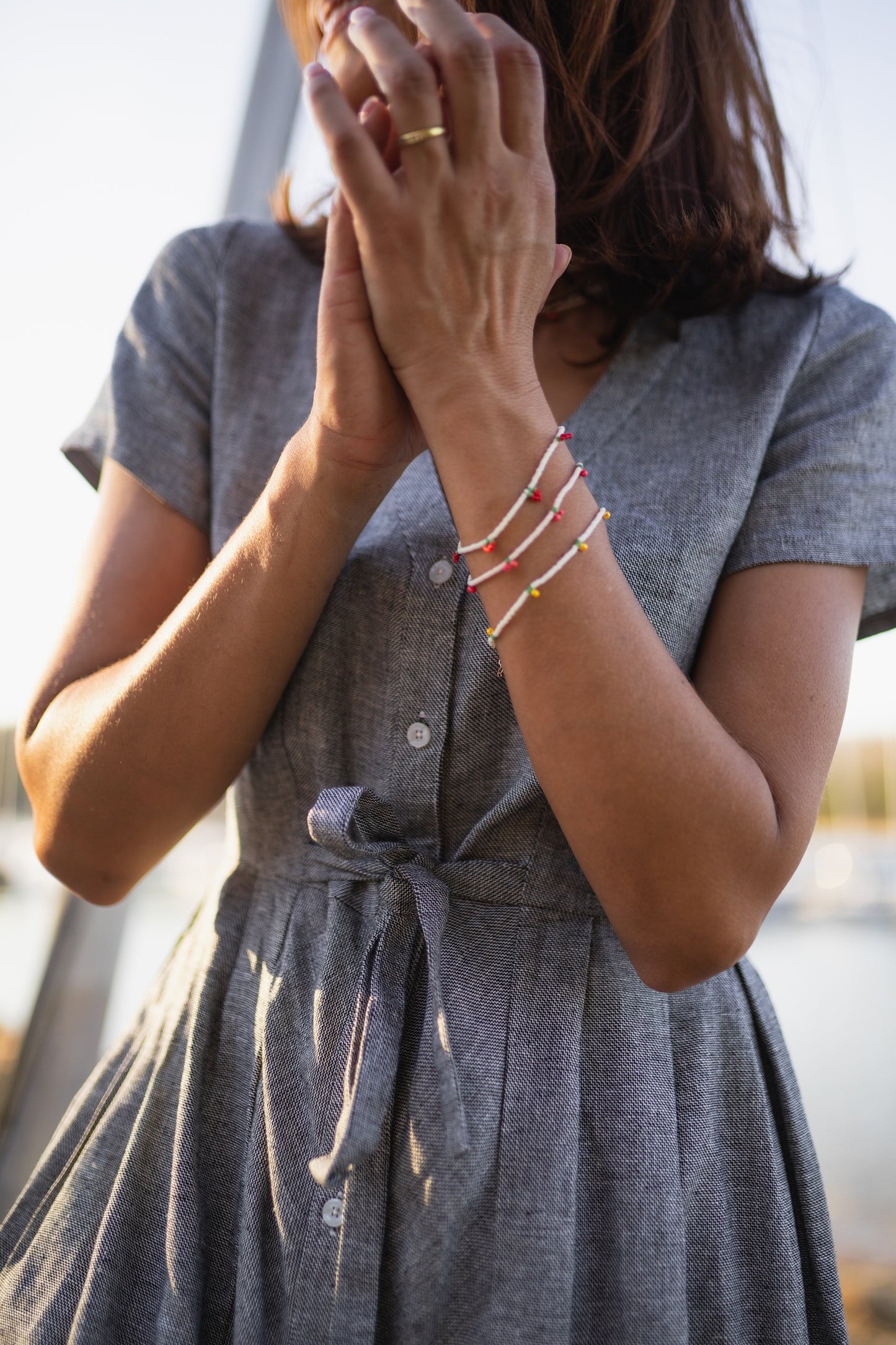 June Dress in Tiny Black and White Chambray Check